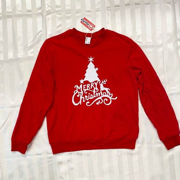 Patpat Women Christmas Letters Print Long-sleeve Casual Red Sweatshirt / Top - Picture 5 of 8